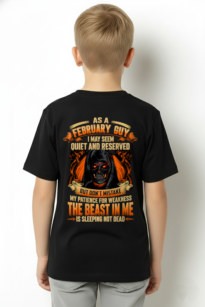 FEBRUARY GUY – THE BEAST IN ME IS SLEEPING, NOT DEAD – SKULL GRAPHIC T-SHIRT FOR MEN - MTNN02 (SKU2607-289-02)