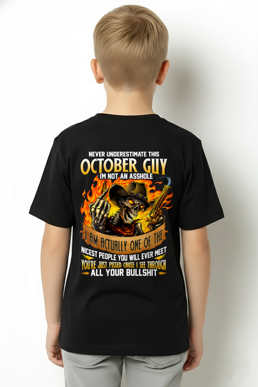 OCTOBER GUY – I SEE THROUGH ALL YOUR BULLSH*T – SKULL GRAPHIC T-SHIRT FOR MEN - MTNN10 (SKU2607-290-10)