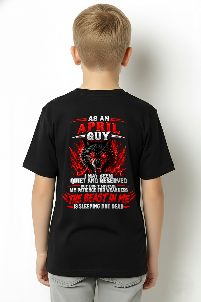 APRIL GUY – THE BEAST IN ME IS SLEEPING NOT DEAD – WOLF T-SHIRT FOR MEN - MTNN04 (SKU2610-21-04)