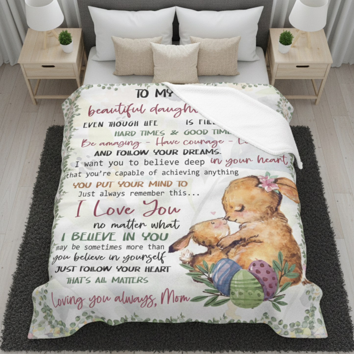 Heartfelt Warmth for Daughter Blanket – From Mom (SKUB12-164)