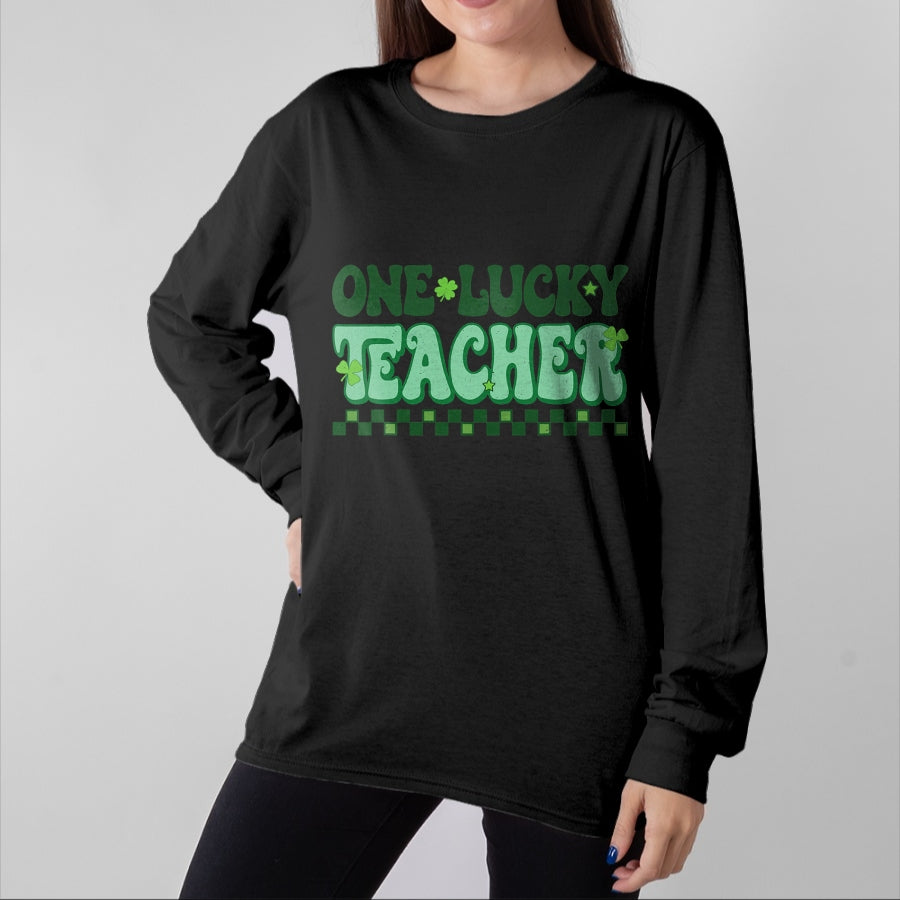 Patrick Day Shirts for Family, Funny Patrick Day shirts, st patrick's day Unisex T-Shirt/Hoodie/Sweatshirt HLT00 - St Patrick Day Shamrock One Lucky Teacher Retro Saint Pattys T-Shirt