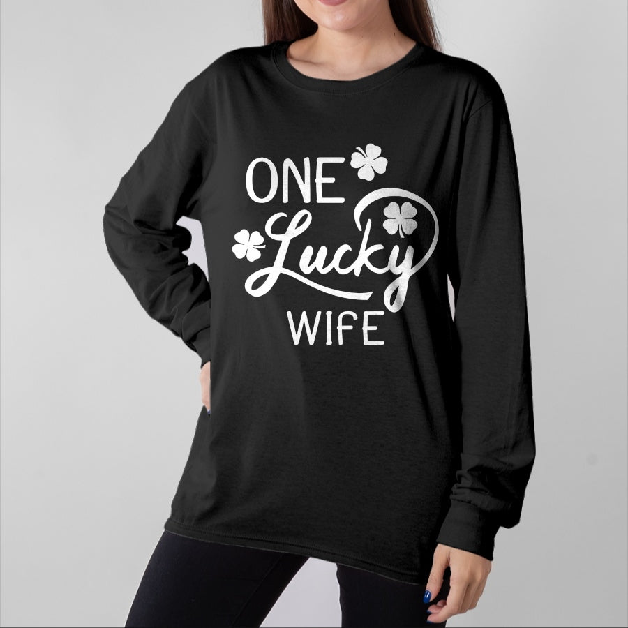 Best Wife Shirt, Wife and Husband Unisex T-Shirt/Hoodie/Sweatshirt HLT00 - Gift for wife T shirt, lucky wife One Lucky Wife St. Patrick's Day T-Shirt (1)
