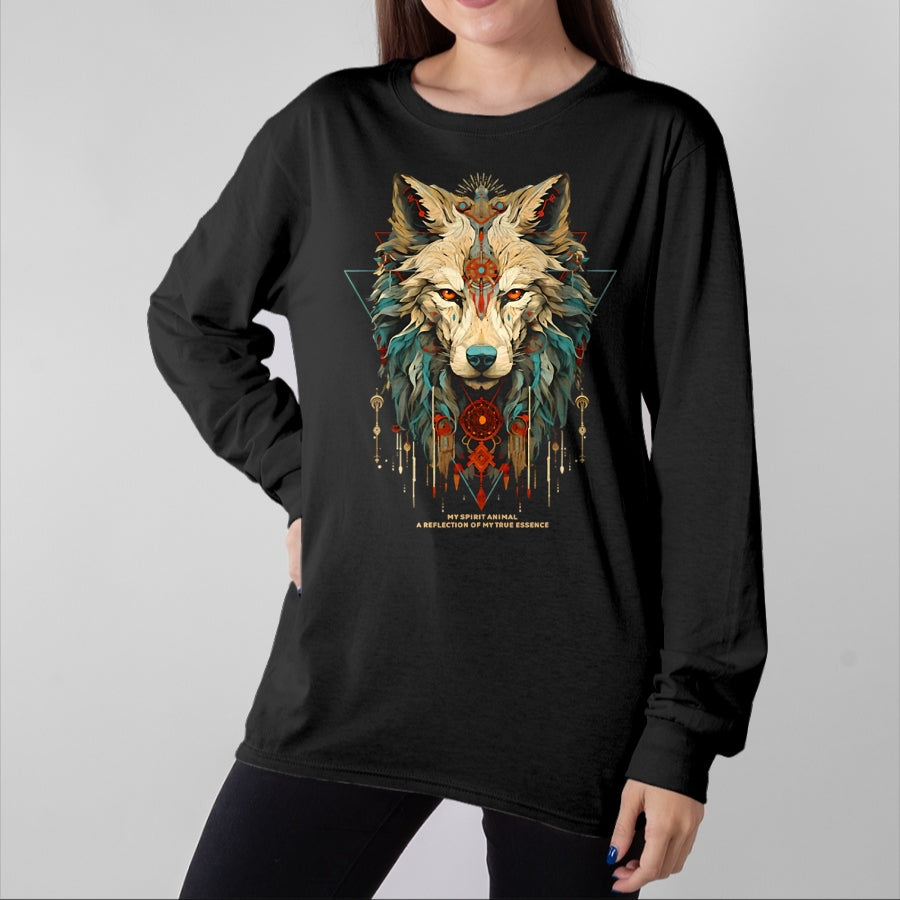 Native American T-Shirts, Vintage Native American Unisex T-Shirt/Hoodie/Sweatshirt HLT00 - Wolf Spirit Animal Sacred Shaman Native American Clan (1)