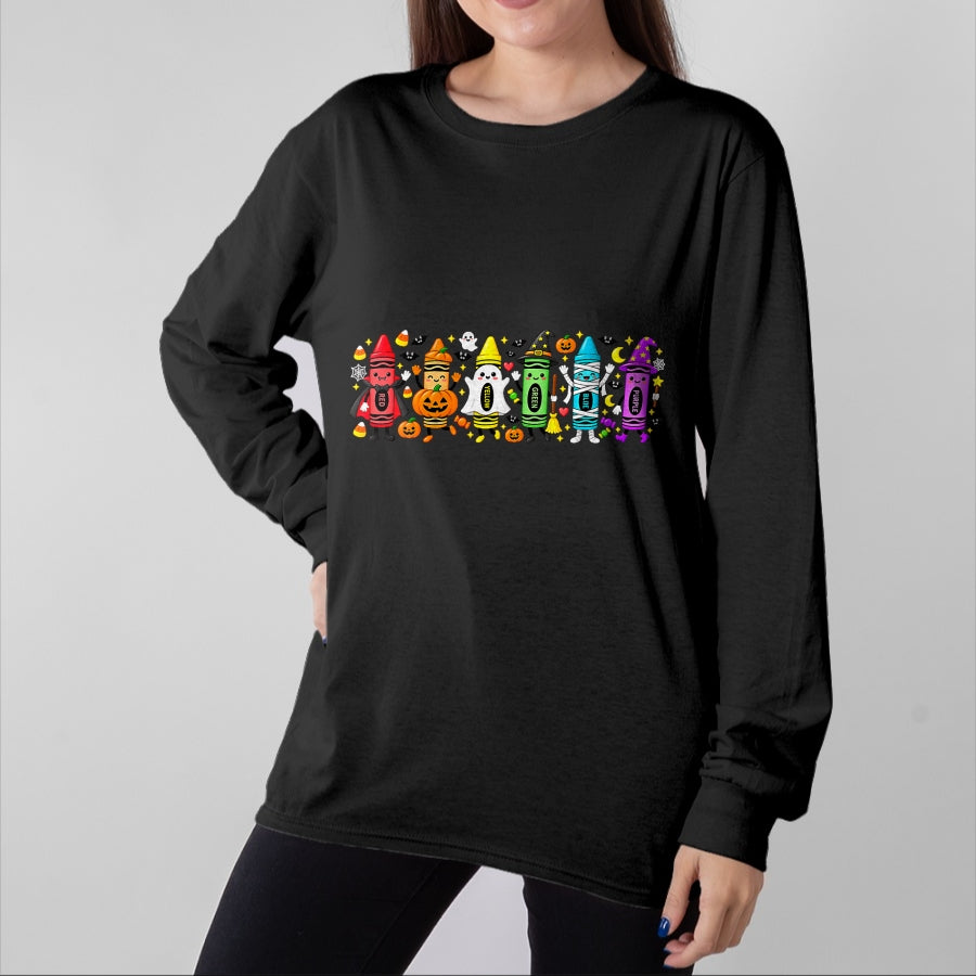 Best Teacher Shirt, Funny Teacher UnisexT-Shirt/Hoodie/Sweatshirt HLT00 - Halloween Crayons Teacher Spooky Teacher T-Shirt