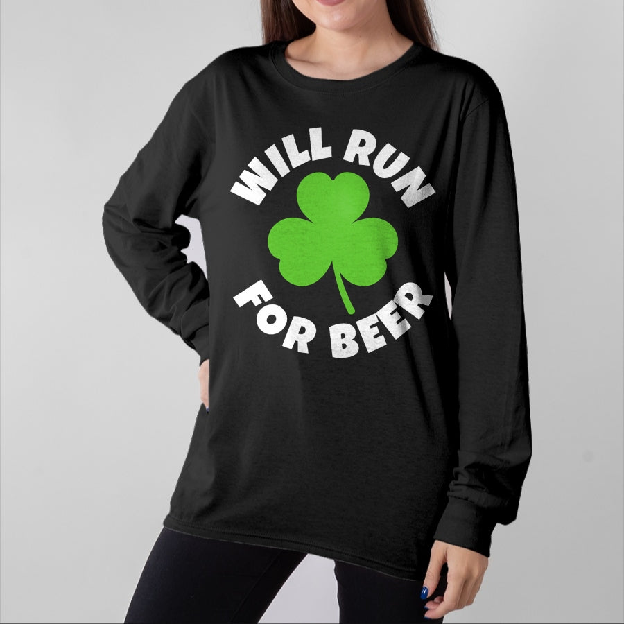 Patrick Day Shirts for Family, Funny Patrick Day shirts, st patrick's day Unisex T-Shirt/Hoodie/Sweatshirt HLT00 - Will Run For Beer Funny St. Patrick Day Irish Running Runner T-Shirt