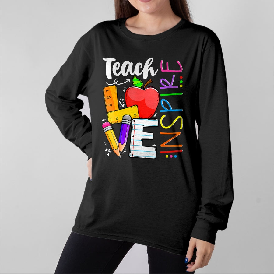 Best Teacher Shirt, Funny Teacher UnisexT-Shirt/Hoodie/Sweatshirt HLT00 - Cute Teach Love and Inspire Men Women Teacher T-Shirt