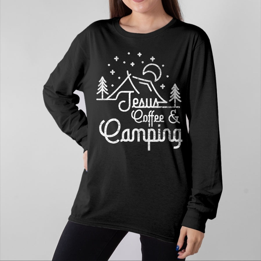 Christian Tee, Christian Faith Unisex T-Shirt/Hoodie/Sweatshirt HLT00 - Camping Coffee Camper Camp Lover Christian Jesus T-Shirt