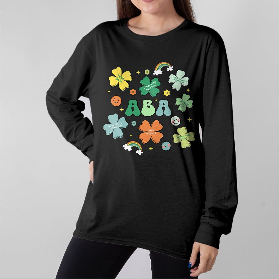 Patrick Day Shirts for Family, Funny Patrick Day shirts, st patrick's day Unisex T-Shirt/Hoodie/Sweatshirt HLT00 - ABA Therapist St Patrick Day Rainbow Lucky Behavior Shamrock T-Shirt