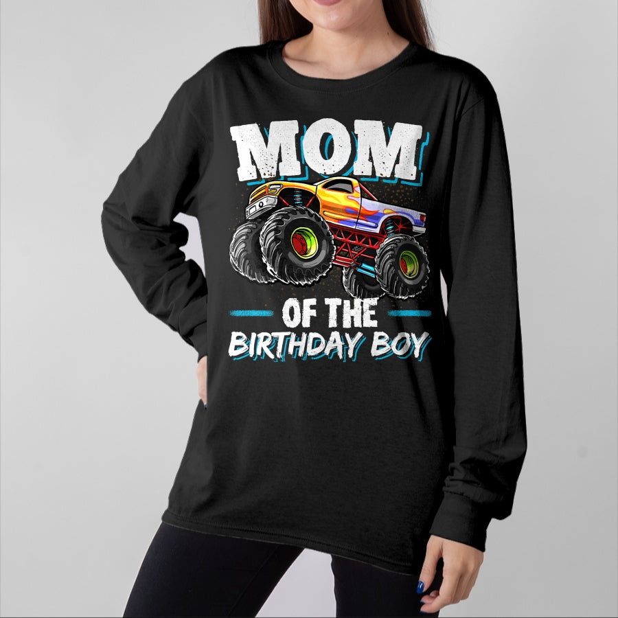 Gift for Mom Shirt, Funny Mom Unisex T-Shirt/Hoodie/Sweatshirt HLT00 - Mom of the Birthday Boy Monster Truck Birthday Novelty Gift T-Shirt