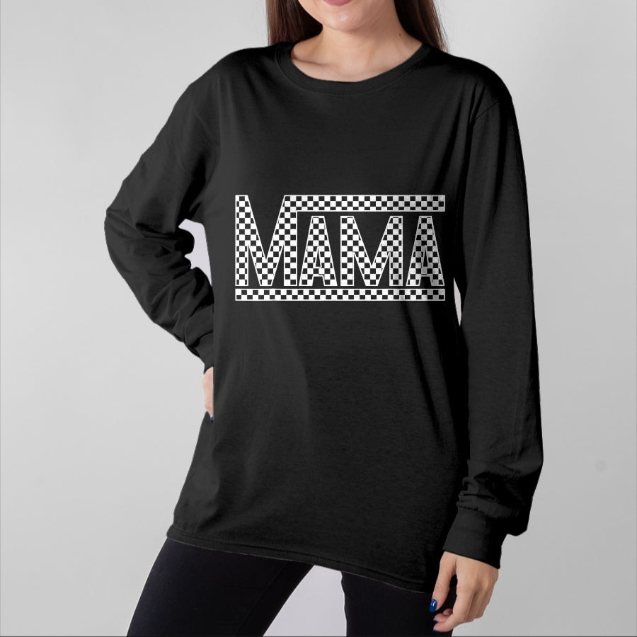 Gift for Mom Shirt, Funny Mom Unisex T-Shirt/Hoodie/Sweatshirt HLT00 - Funny Checkered Mama Black White Gift Women T-Shirt