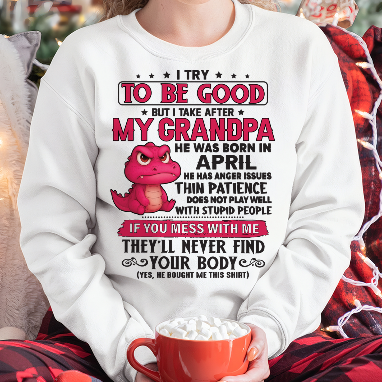 APRIL – FUNNY DINOSAUR ANGER ISSUES - T-SHIRT FROM GRANDPA - MTNN04 (SKU2604-304-04