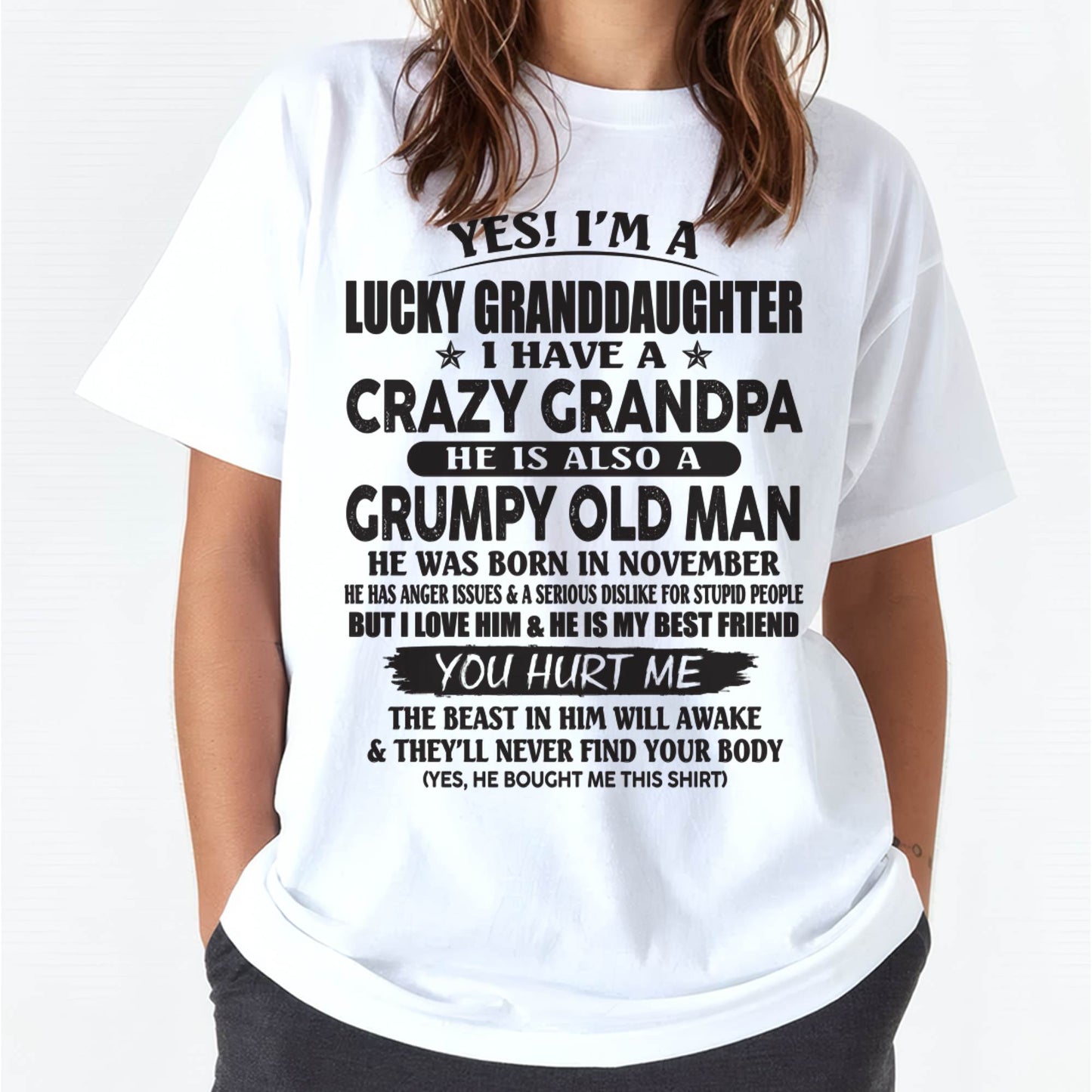 NOVEMBER - LUCKY GRANDDAUGHTER OF CRAZY GRANDPA - PERFECT GIFT FOR YOUR GRANDDAUGHTER FROM GRANDPA - MTNN11 (SKU10-150-11)