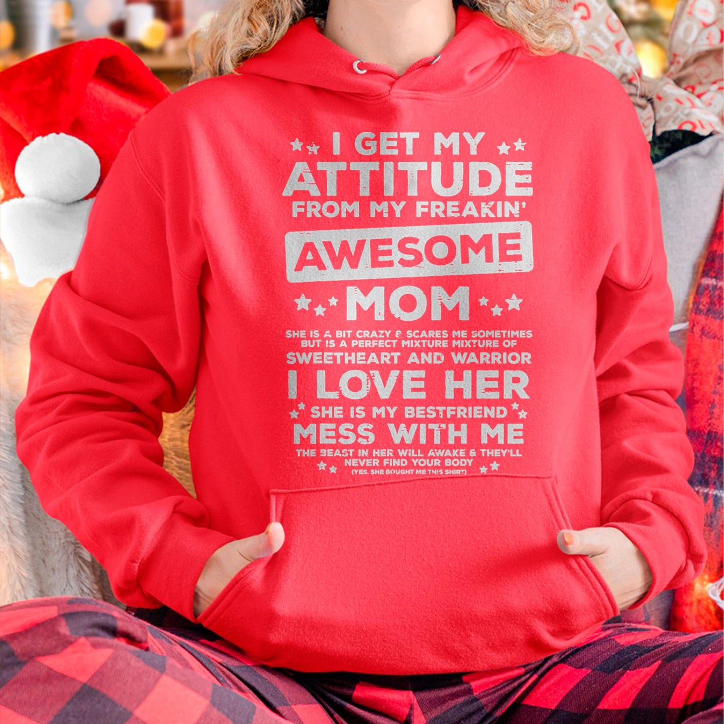 Got My Attitude From Awesome Mom Mothers Day Daughter Son T-Shirt - Gift for Daughter and Son From Mom - MTNN00