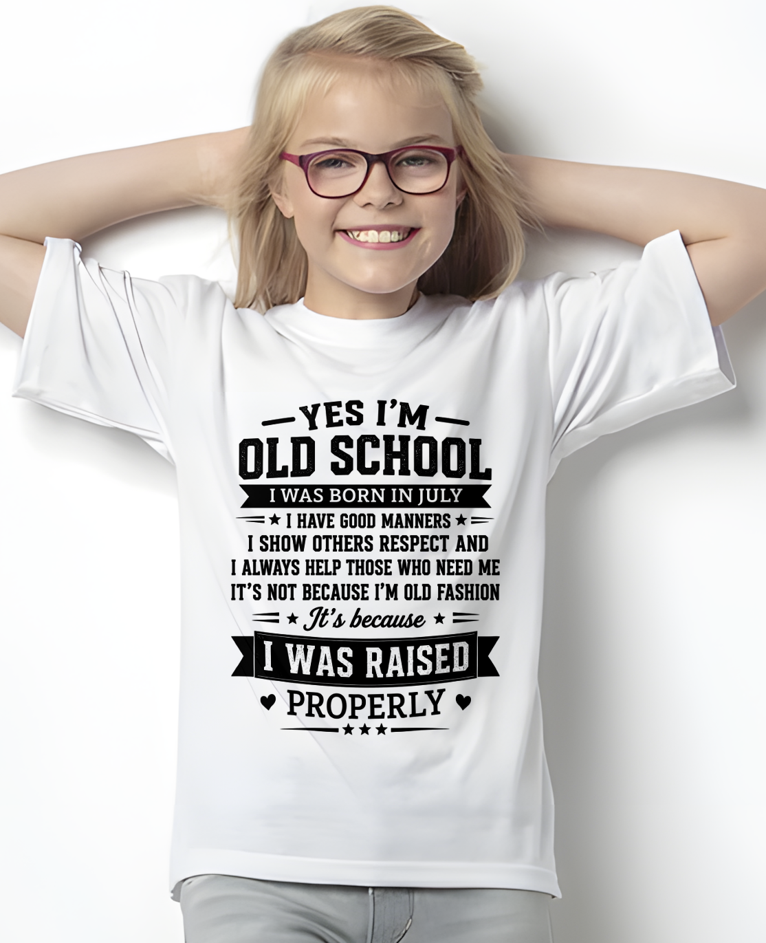 JULY - OLD SCHOOL WITH GOOD MANNERS – T-SHIRT FOR WOMEN – MTNN07 (SKU2606-193-07)