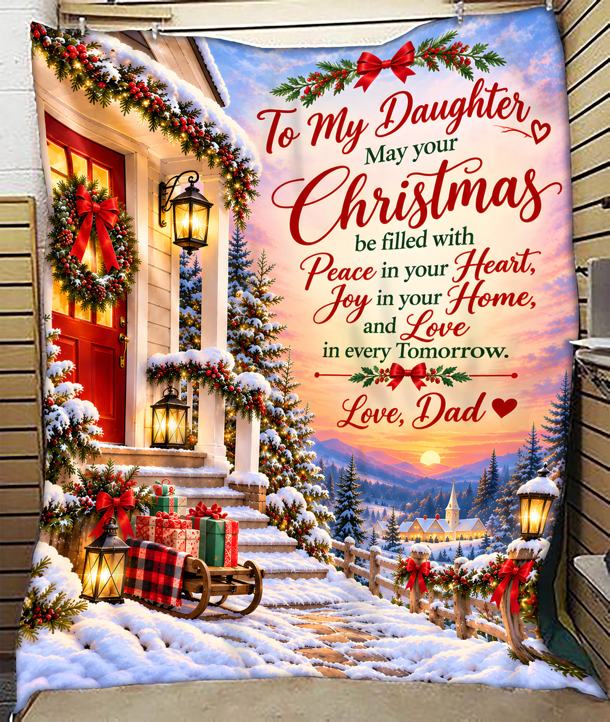 BLANKET FOR DAUGHTER – PEACE, JOY & LOVE – CHRISTMAS GIFT FROM DAD - MTNN00 (SKU2610-216)