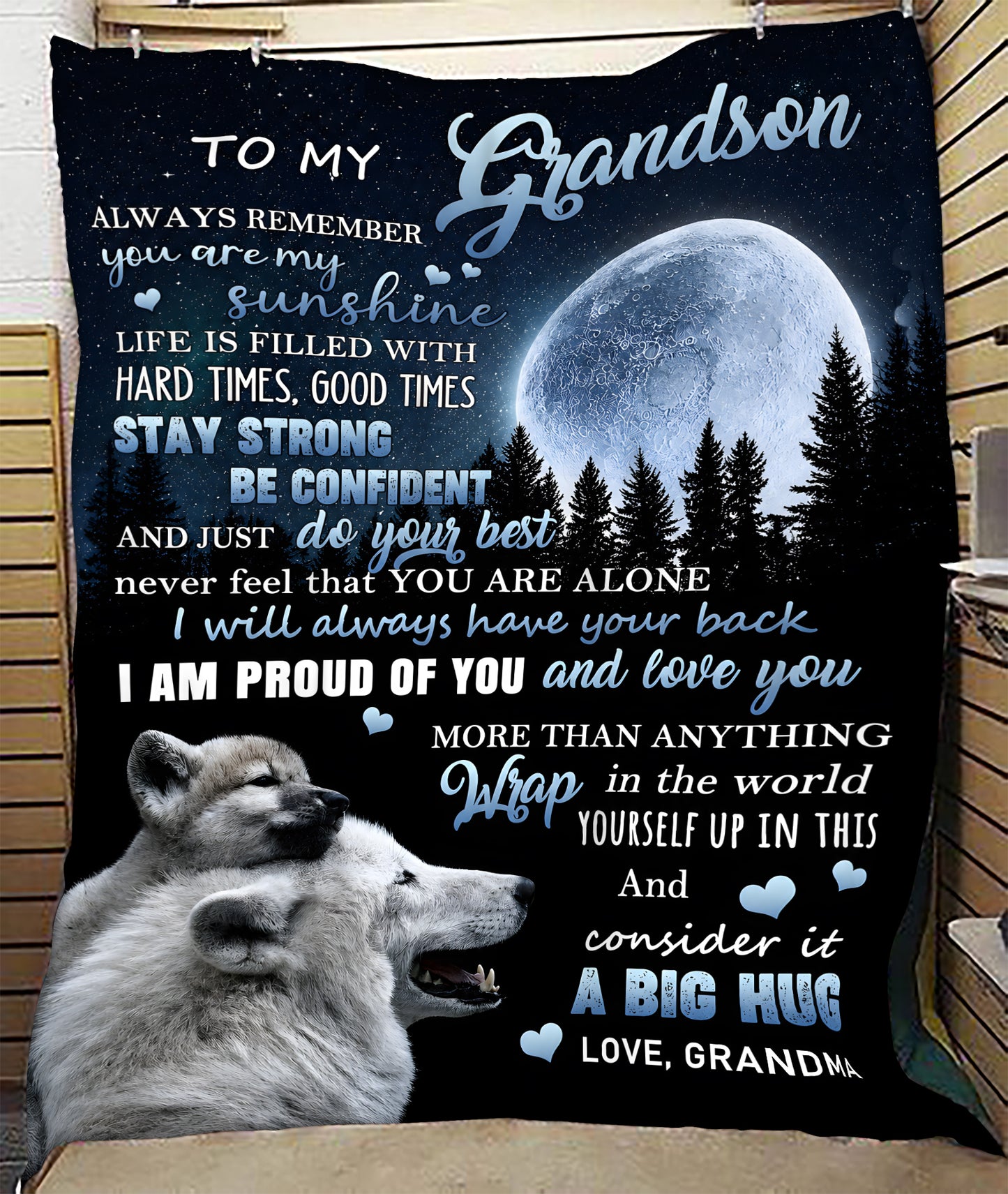GRANDSON BLANKET – YOU ARE MY SUNSHINE – LOVING GIFT FROM GRANDMA - MTNN00 (SKU2605-408)
