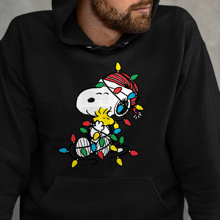 Peanuts - Snoopy Woodstock Christmas Lights T-Shirt - Christmas Unisex T-Shirt/Hoodie/Sweatshirt - HNDS00