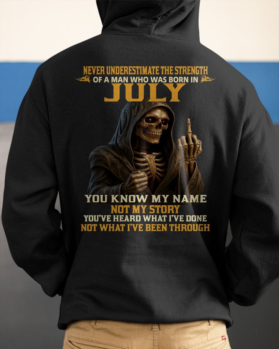 JULY - NEVER UNDERESTIMATE - BIRTHDAY T-SHIRT FOR MEN - MTNN07 (SKU26T-01-06-07)