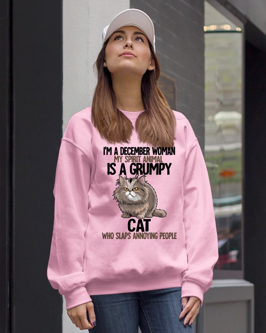 DECEMBER - MY SPIRIT ANIMAL IS A GRUMPY CAT - BIRTHDAY SHIRT FOR WOMEN - MTNN12 (SKU12-278-12)