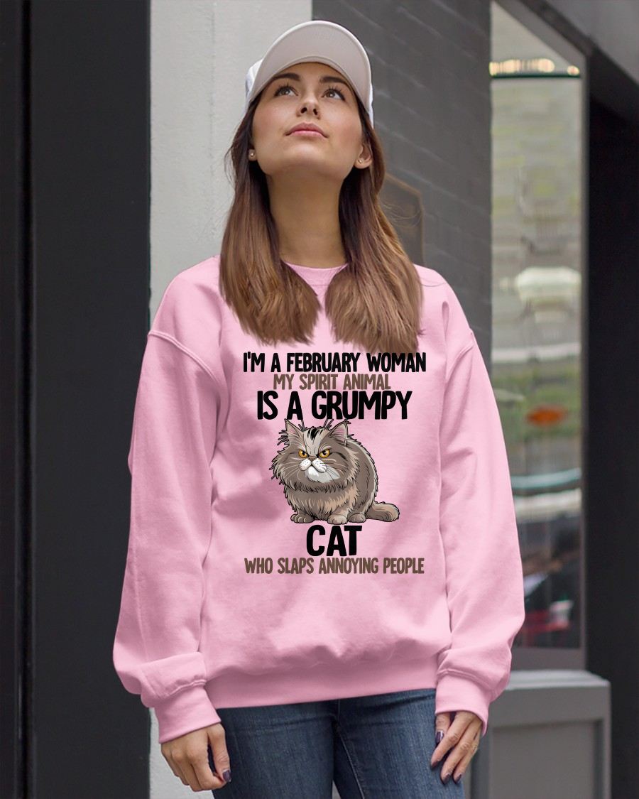 FEBRUARY - MY SPIRIT ANIMAL IS A GRUMPY CAT - BIRTHDAY SHIRT FOR WOMEN - MTNN02 (SKU12-278-02)