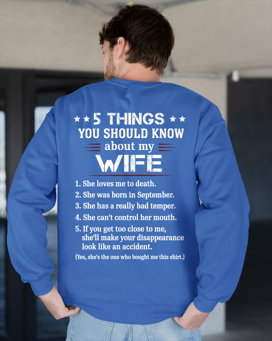 SEPTEMBER – 5 THINGS YOU SHOULD KNOW ABOUT MY WIFE - T-SHIRT FROM WIFE - MTNN09 (SKU2606-283-09)