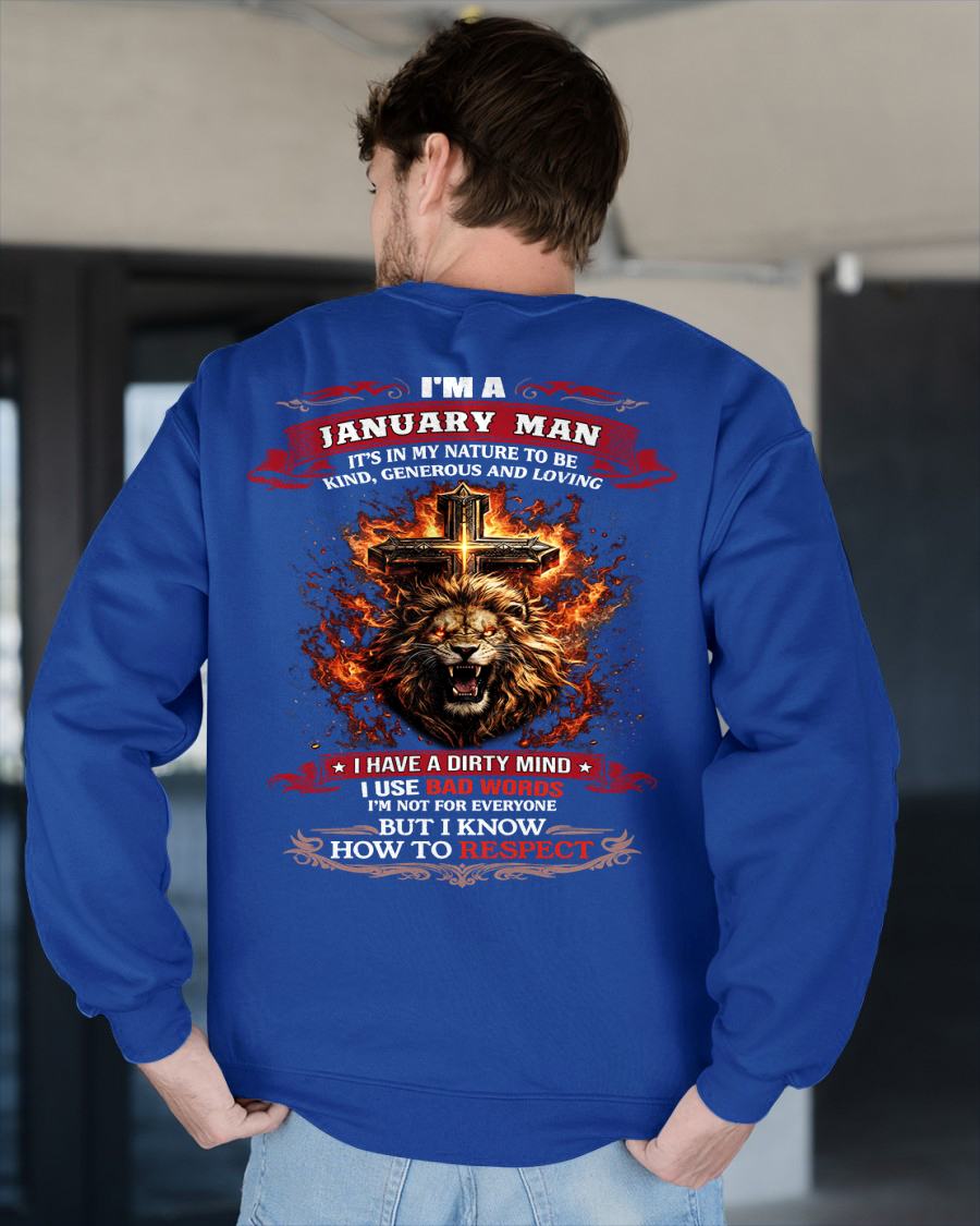JANUARY - KIND AND LOVING ARE MY NATURE - PREMIUM DTG PRINT BIRTHDAY T-SHIRT FOR MEN - MTNN01 (SKU26T-01-31-01)