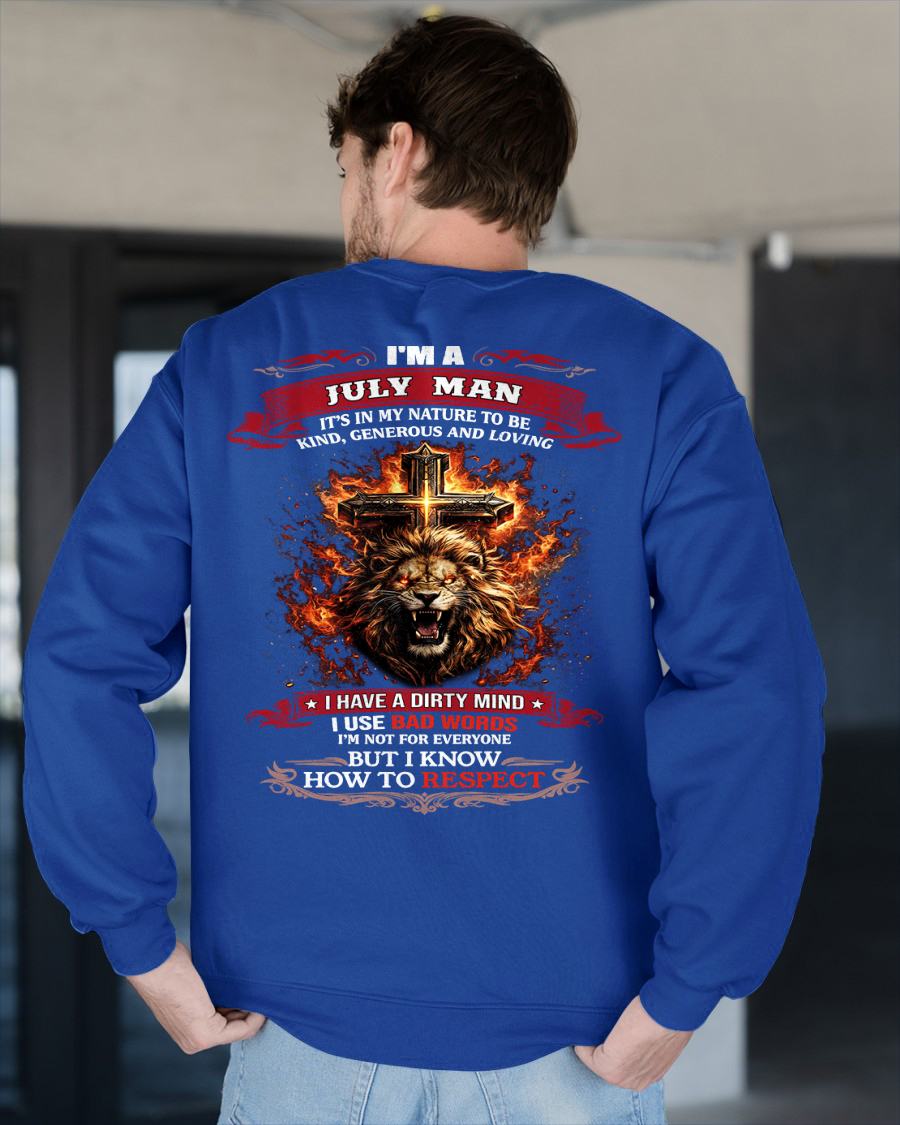 JULY - KIND AND LOVING ARE MY NATURE - PREMIUM DTG PRINT BIRTHDAY T-SHIRT FOR MEN - MTNN07 (SKU26T-01-31-07)