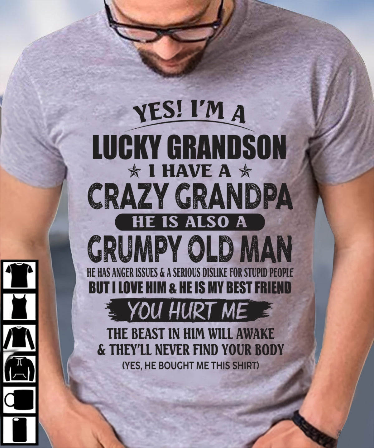 LUCKY GRANDSON OF CRAZY GRANDPA -  PERFECT GIFT FROM GRANDPA - MTNN00 (SKU12-145-00)