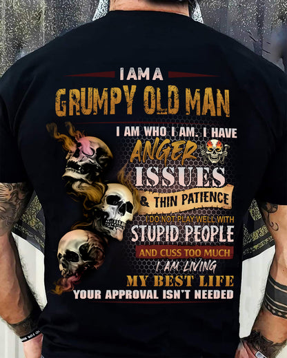 Grumpy Old Man T-Shirt - Funny Skull Anger Issues Tee - Perfect Gift For Men MTNN00 (SKU08-67-00)