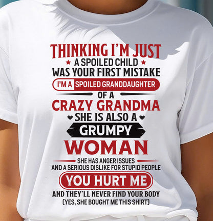 TO MY GRANDDAUGHTER - SPOILED GRANDDAUGHTER - GIFT FROM GRANDMA - HNDS00 (SKU10-117-00)