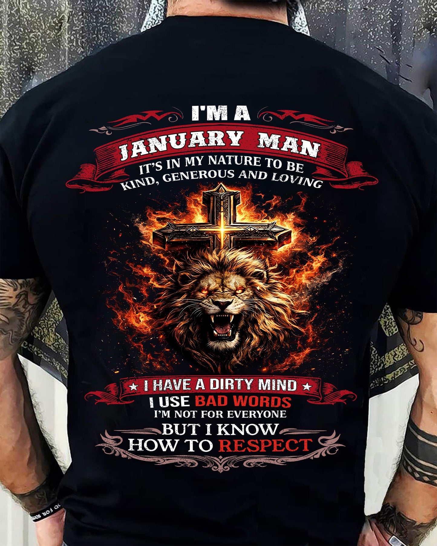 JANUARY - KIND AND LOVING ARE MY NATURE - PREMIUM DTG PRINT BIRTHDAY T-SHIRT FOR MEN - MTNN01 (SKU26T-01-31-01)