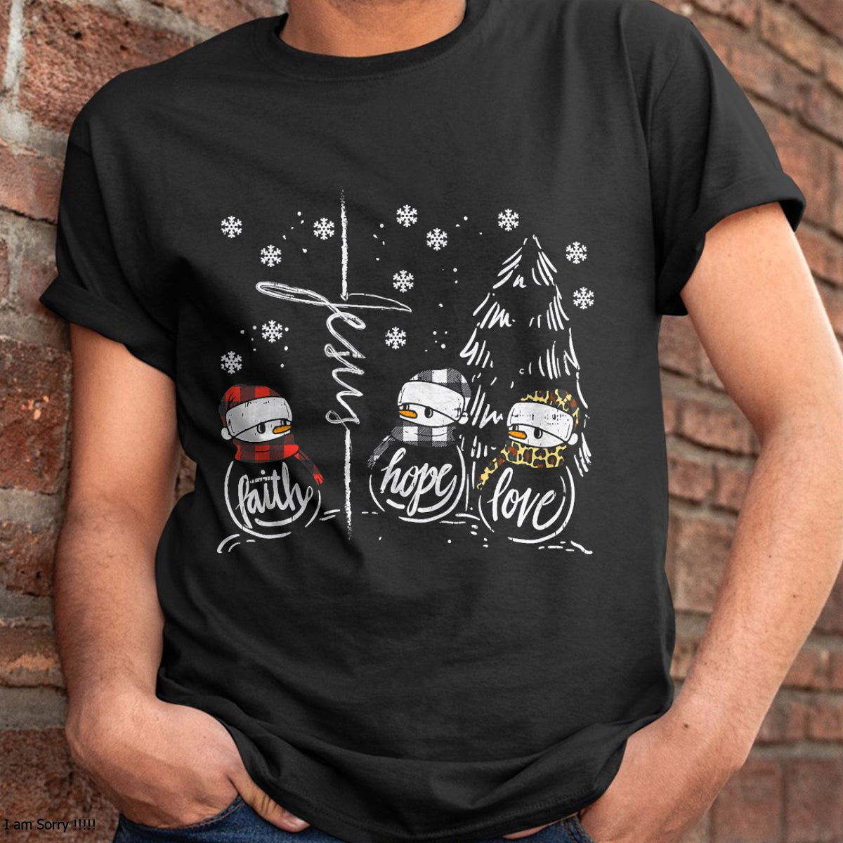 Faith Hope Love Jesus HNDSman Plaid Leopard Christmas Gift T-Shirt - Christmas Unisex T-Shirt/Hoodie/Sweatshirt - HNDS00