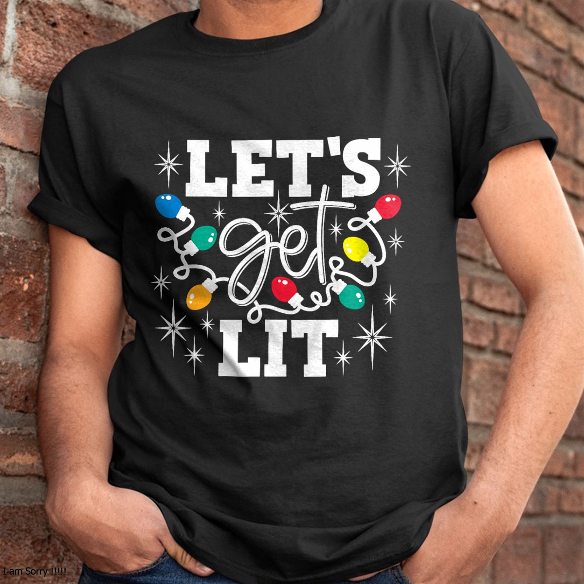 Let's Get Lit Drinking Santa Hat Christmas Lights Funny T-Shirt - Christmas Unisex T-Shirt/Hoodie/Sweatshirt - HNDS00