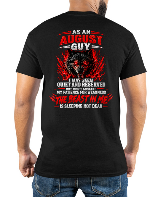 AUGUST GUY – THE BEAST IN ME IS SLEEPING NOT DEAD – WOLF T-SHIRT FOR MEN - MTNN08 (SKU2610-21-08)