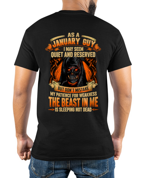 JANUARY GUY – THE BEAST IN ME IS SLEEPING, NOT DEAD – SKULL GRAPHIC T-SHIRT FOR MEN - MTNN01 (SKU2607-289-01)