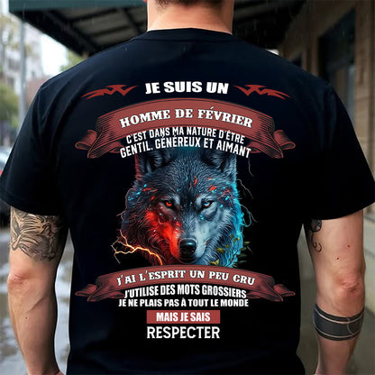 FÉVRIER -  JE SAIS RESPECTER – T-SHIRT D’ANNIVERSAIRE POUR HOMME - frMTNN02 (SKU12-266-02)