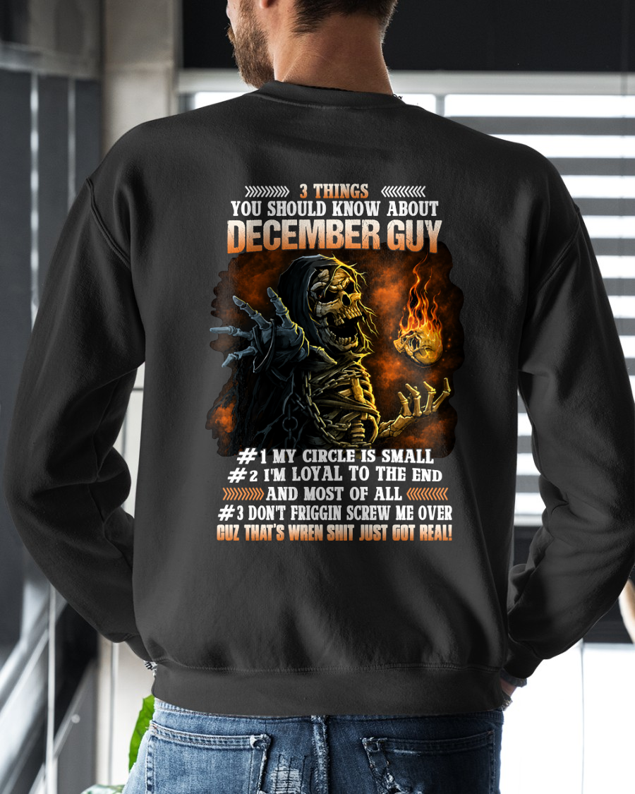 DECEMBER GUY – 3 THINGS YOU SHOULD KNOW ABOUT ME – SKULL GRAPHIC T-SHIRT FOR MEN - MTNN12 (SKU2607-169-12)