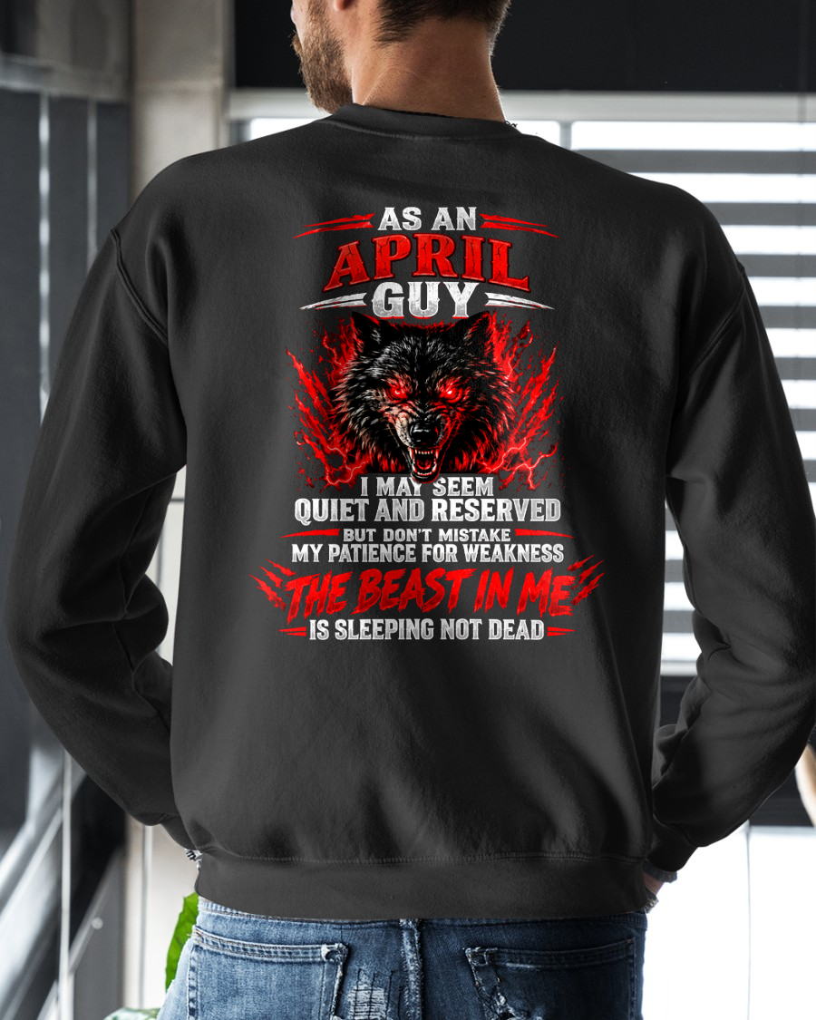 APRIL GUY – THE BEAST IN ME IS SLEEPING NOT DEAD – WOLF T-SHIRT FOR MEN - MTNN04 (SKU2610-21-04)