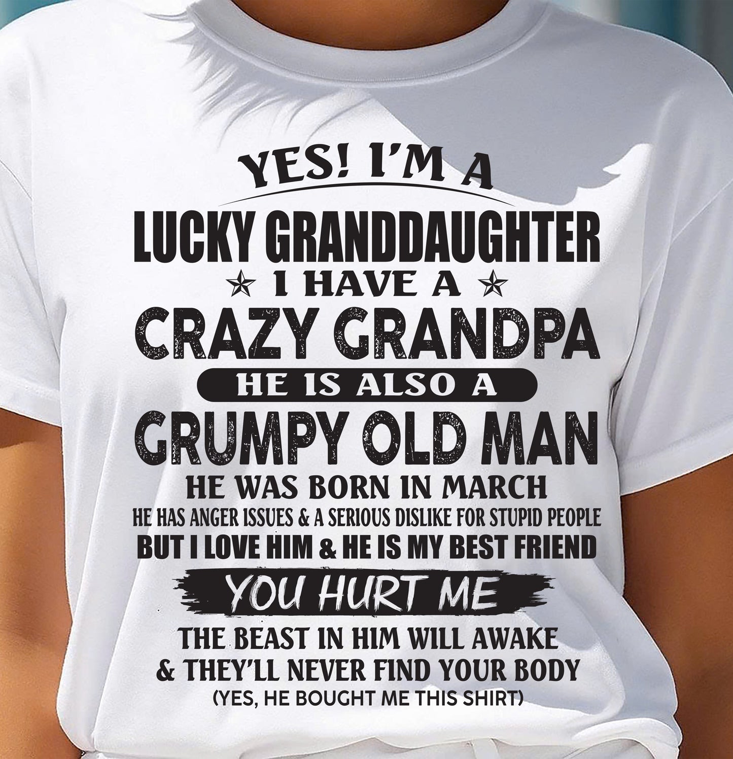 MARCH - LUCKY GRANDDAUGHTER OF CRAZY GRANDPA - PERFECT GIFT FOR YOUR GRANDDAUGHTER FROM GRANDPA - MTNN03 (SKU10-150-03)