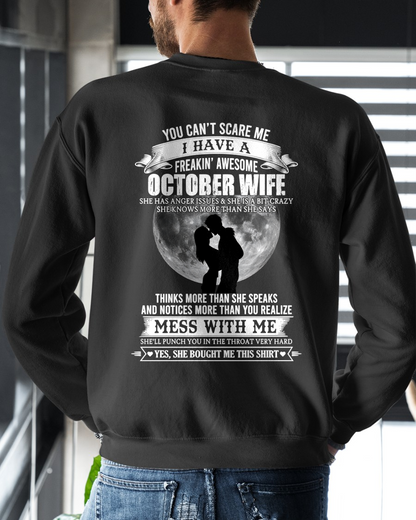OCTOBER WIFE – FREAKIN' AWESOME FROM WIFE – ROMANTIC GRAPHIC T-SHIRT FOR HUSBANDS - MTNN10 (SKU2607-291-10)