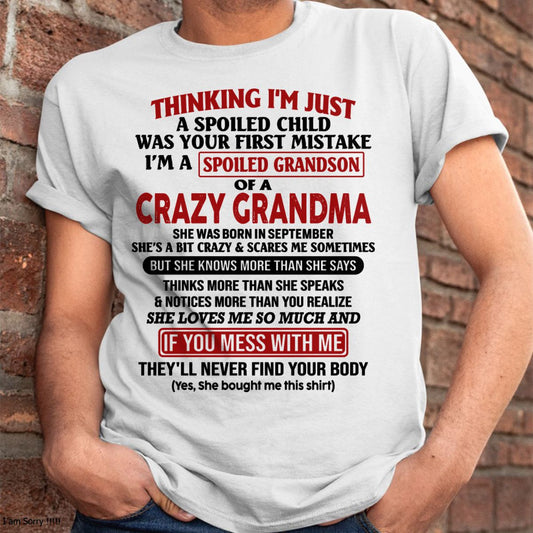 SEPTEMBER - I'M A SPOILED GRANDSON OF A CRAZY GRANDMA - From Grandma - HNDS09 (SKU-GMS1-NTT09)