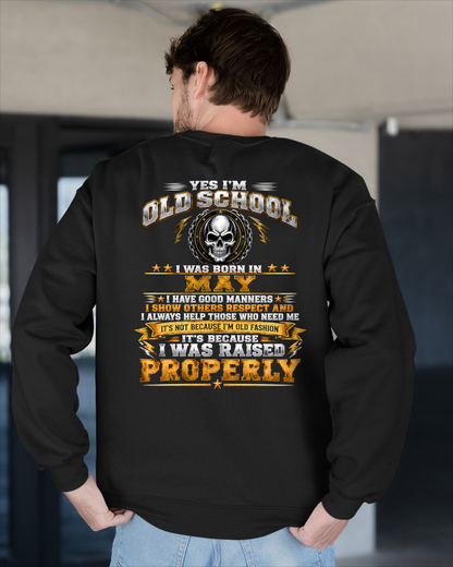 MAY – OLD SCHOOL SKULL T-SHIRT FOR MEN – GOOD MANNERS – RAISED PROPERLY - MTNN05 (SKU2608-259-05)