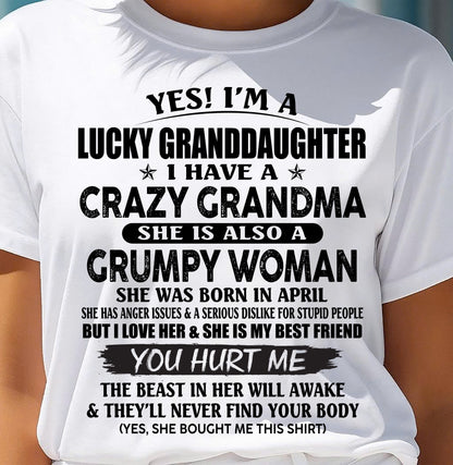 APRIL - LUCKY GRANDDAUGHTER OF CRAZY GRANDMA - PERFECT GIFT FROM GRANDMA - HNDS04 (SKU12-146-04)