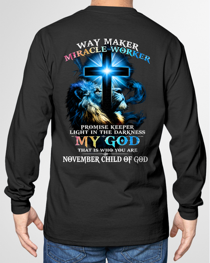 NOVEMBER - WAY MAKER MIRACLE WORKER – CHRISTIAN T-SHIRT FOR MEN - MTNN11 (SKU2606-342-11)