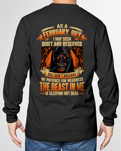 FEBRUARY GUY – THE BEAST IN ME IS SLEEPING, NOT DEAD – SKULL GRAPHIC T-SHIRT FOR MEN - MTNN02 (SKU2607-289-02)