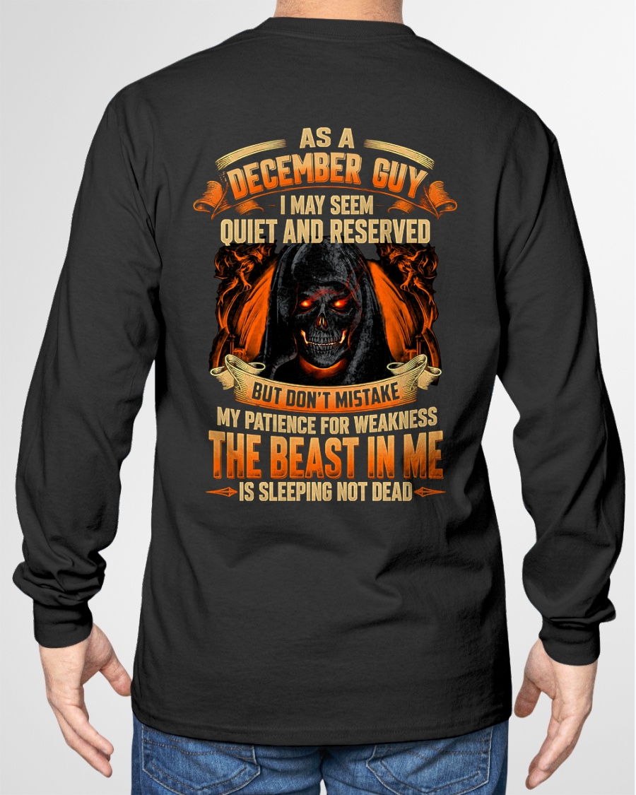 DECEMBER GUY – THE BEAST IN ME IS SLEEPING, NOT DEAD – SKULL GRAPHIC T-SHIRT FOR MEN - MTNN12 (SKU2607-289-12)
