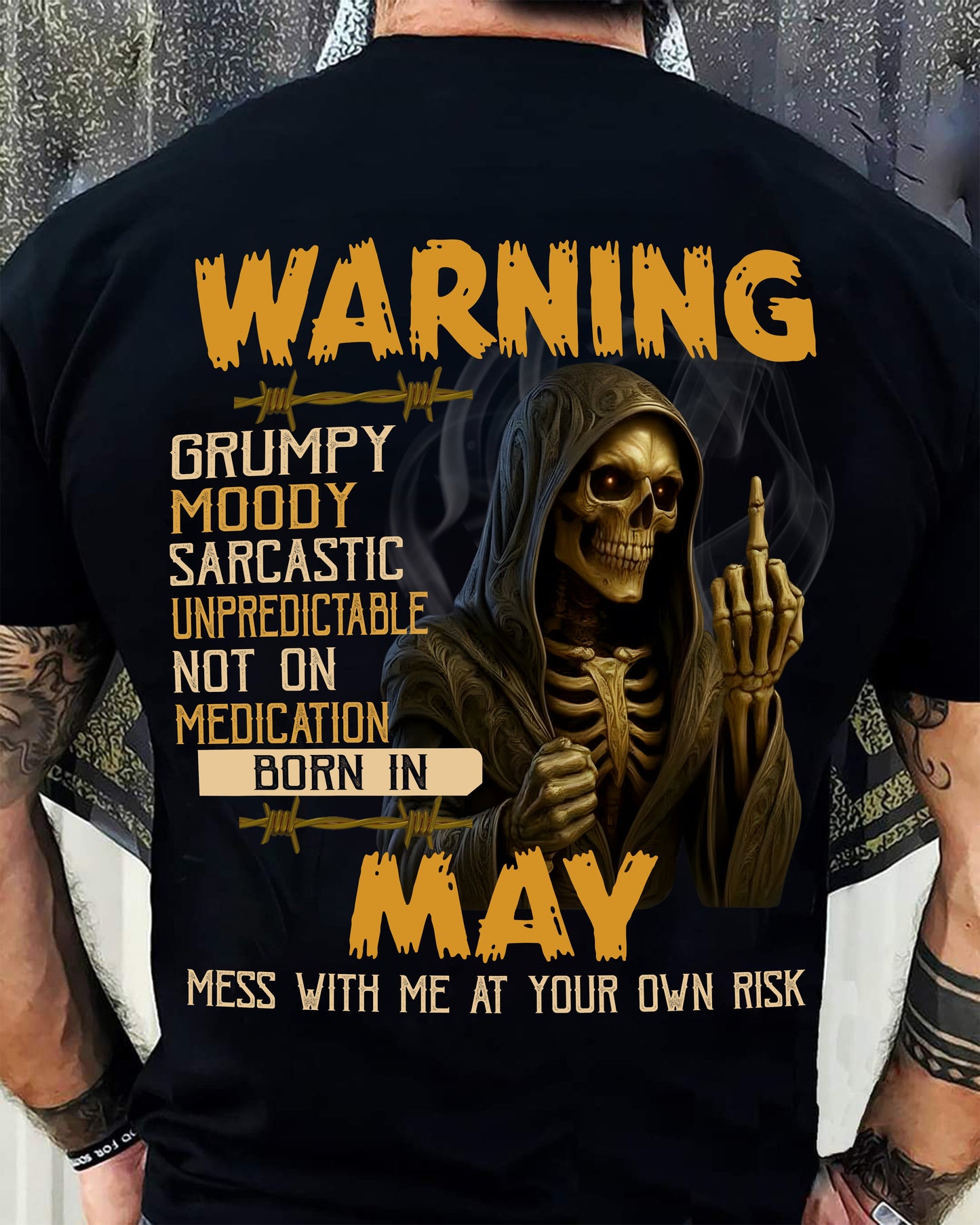 MAY - WARNING GRUMPY MOODY - BIRTHDAY T-SHIRT FOR MEN - MTNN05 (SKU26T-01-07-05)