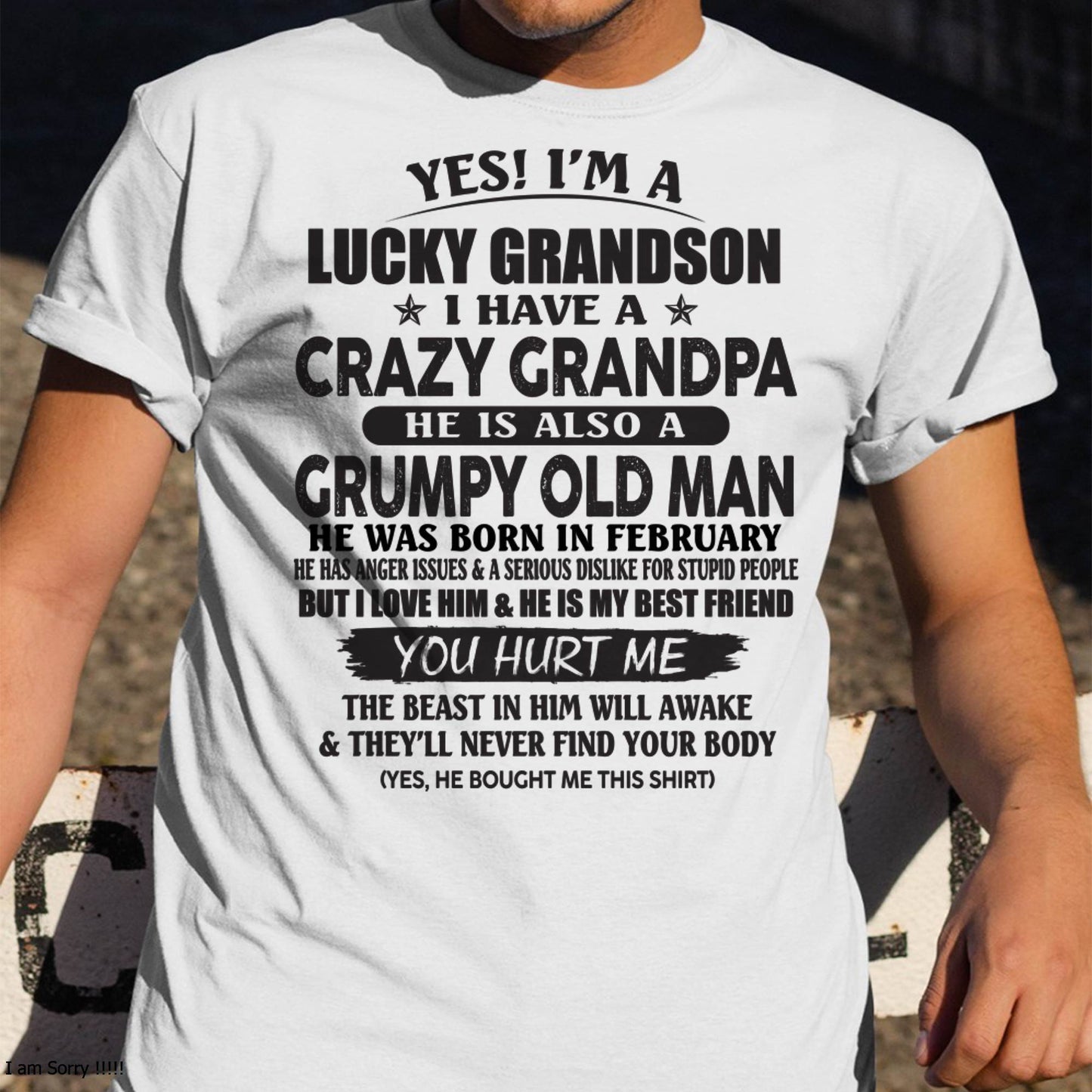 FEBRUARY - LUCKY GRANDSON OF CRAZY GRANDPA -  PERFECT GIFT FROM GRANDPA - MTNN02 (SKU12-145-02)