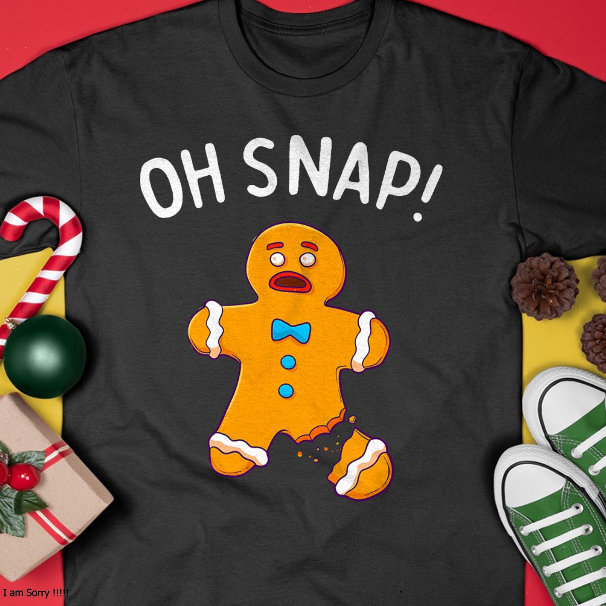 Gingerbread Man Oh Snap Christmas Funny Cookie Baking Gift Short Sleeve T-Shirt - Christmas Unisex T-Shirt/Hoodie/Sweatshirt - HNDS00 (Copy)