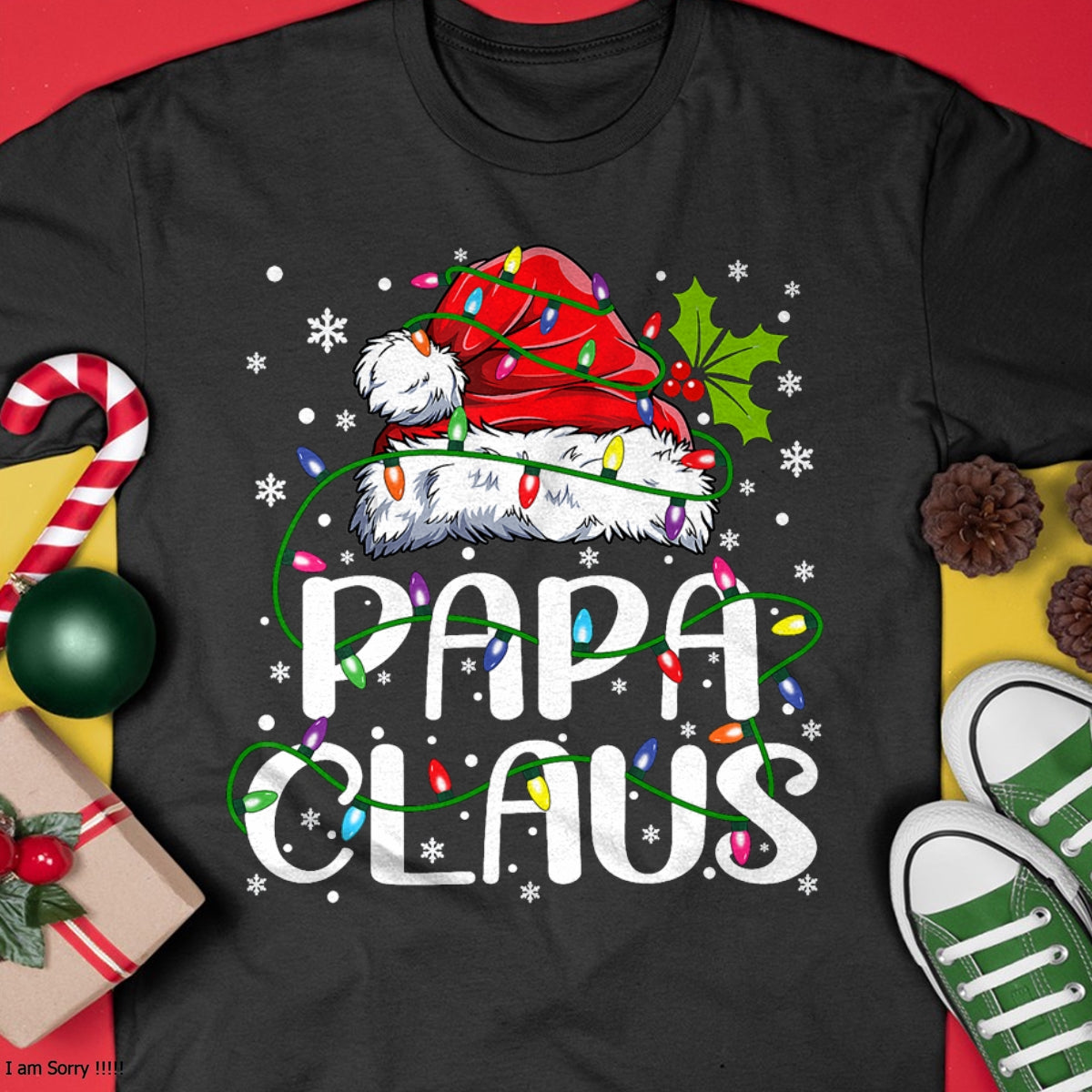 Papa Claus Christmas Lights Pajama Family Matching T-Shirt - Christmas Unisex T-Shirt/Hoodie/Sweatshirt - HNDS00